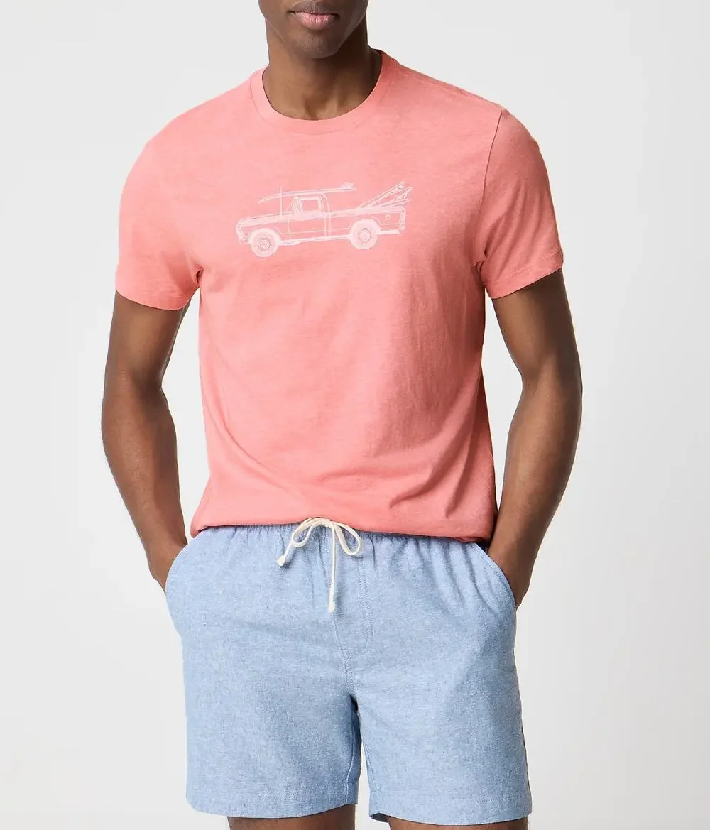 J.Crew Surf Ready Tuck Graphic Tee Shirt Cotton Blend Crewneck Blush Mens XL